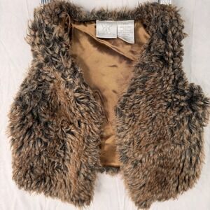 Koala Kids Baby Girls Size 18Mo Brown Fur Vest Two Button Inside